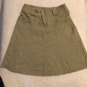 Khaki Green Calf Length Skirt